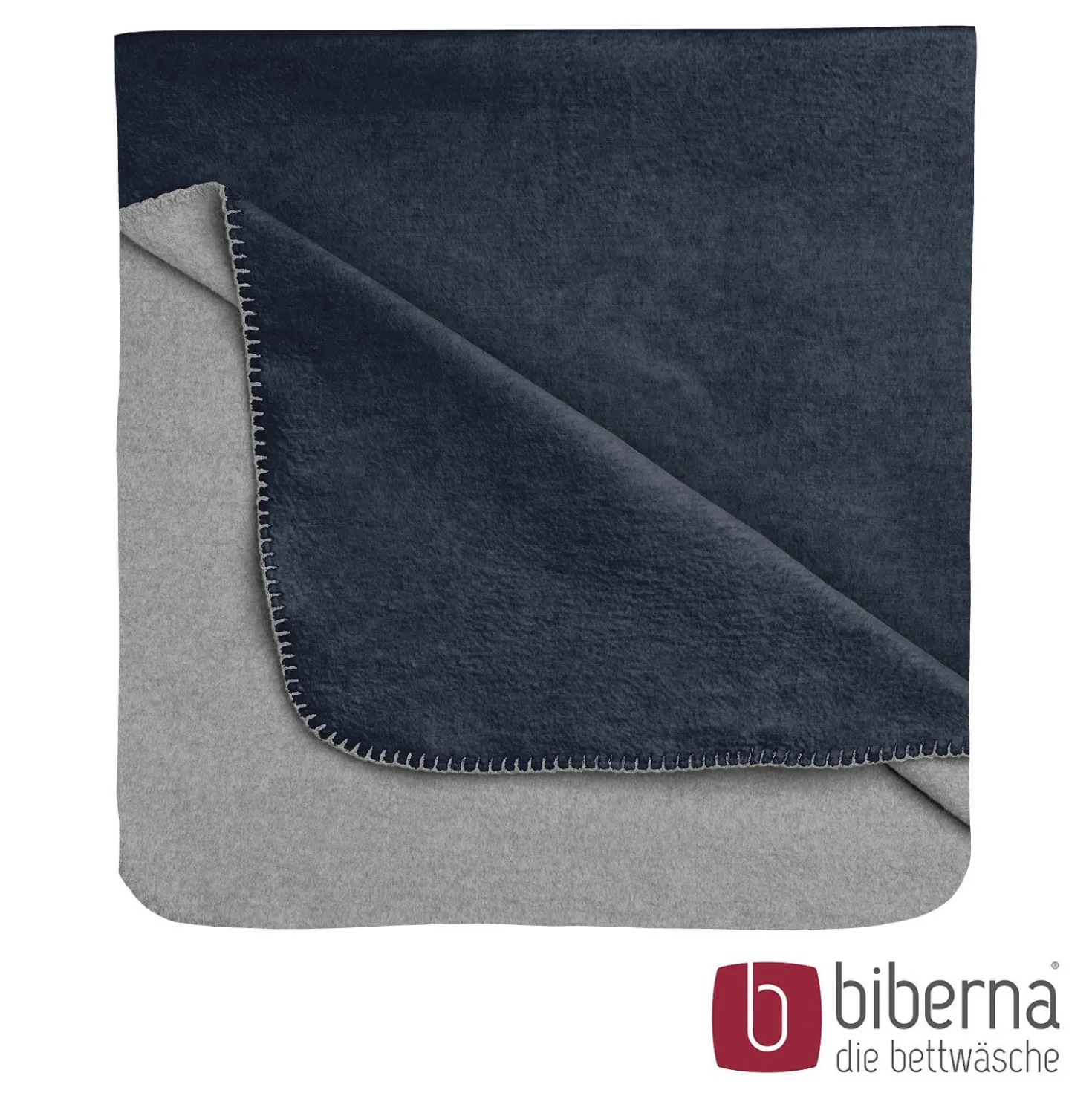 biberna Melange Wohndecke UNI marine, 150x200 cm