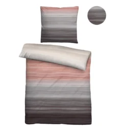 biberna Satin Bettwäsche Streifen gold, 155x220 cm + 80x80 cm