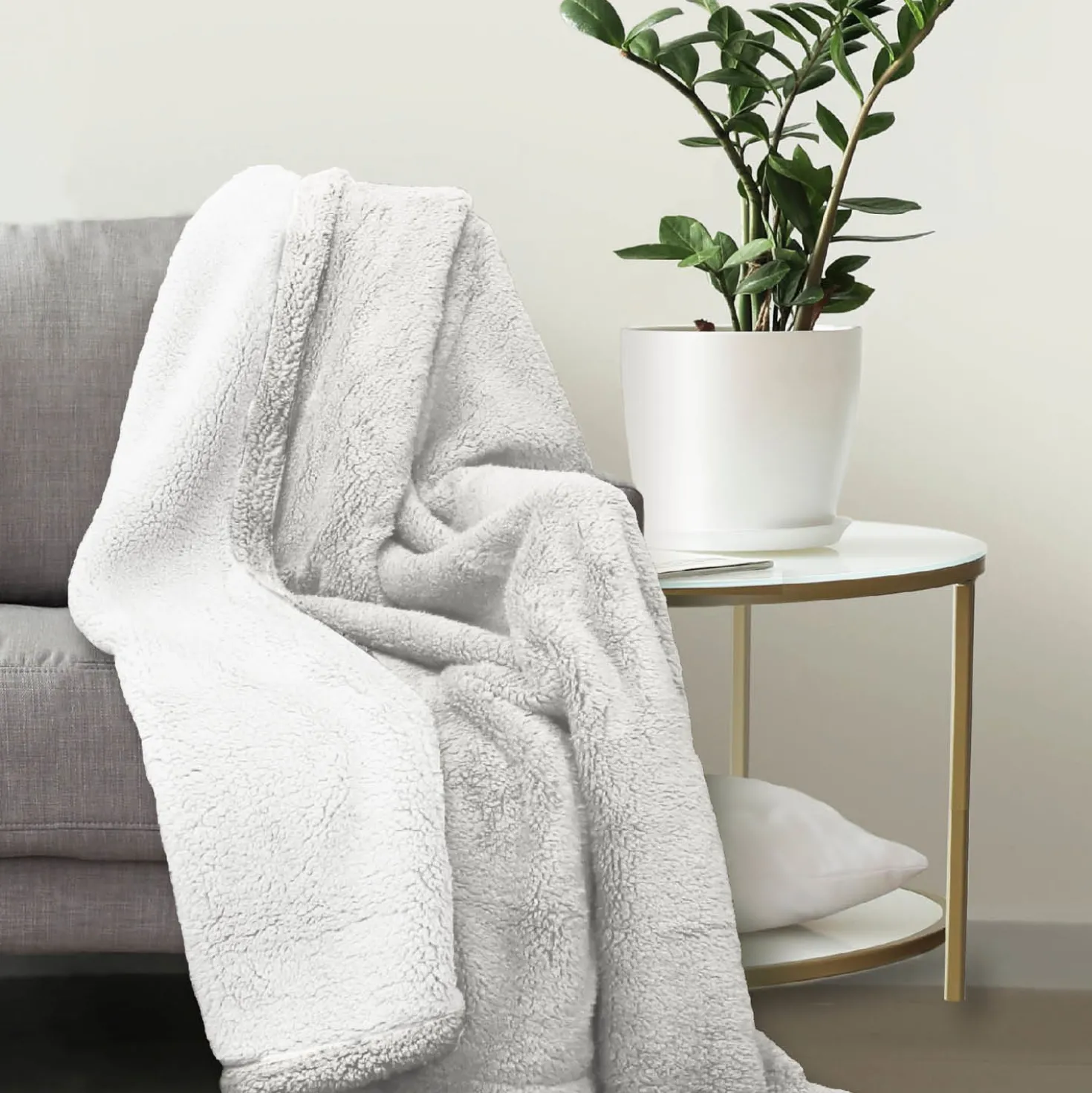 biberna Sherpa Wohndecke offwhite, 150x200 cm