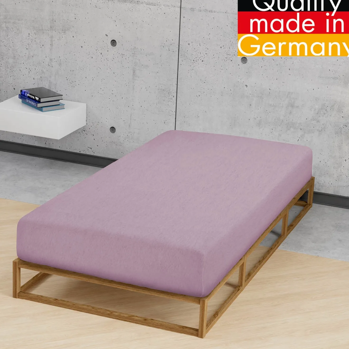 biberna Spannbetttuch Melange brombeer, 180x200 cm - 200x200 cm