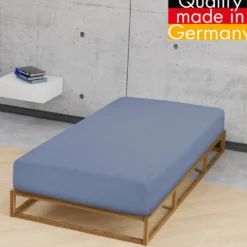 biberna Spannbetttuch Melange blau, 90x190 cm - 100x200 cm