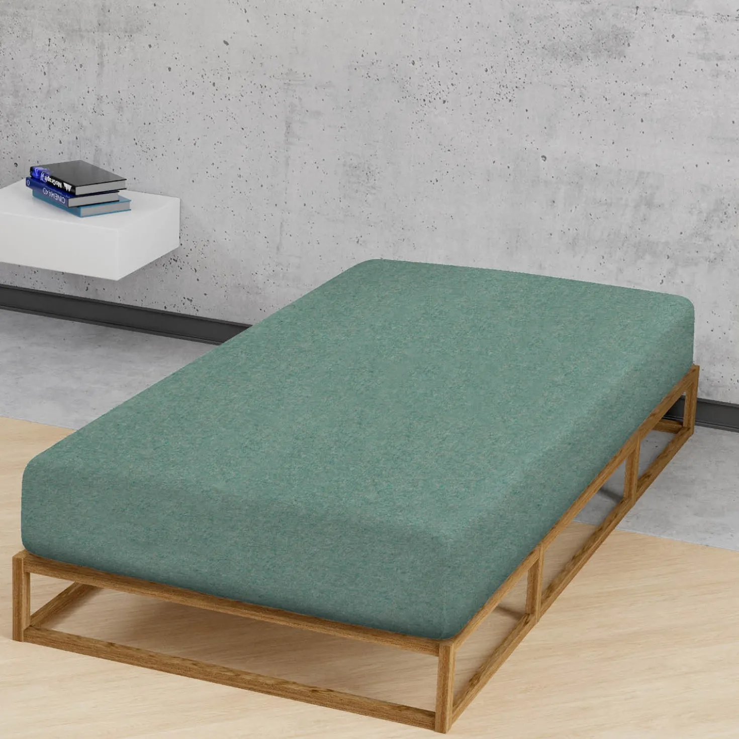 biberna Spannbetttuch Melange uni fichte, 1x 140x200 cm - 160x200 cm