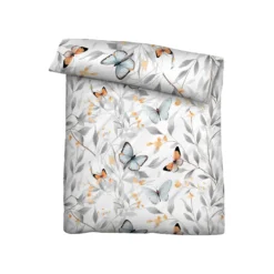 biberna Tencel Bettwäsche Schmetterlinge weiß, 1x 135x200 cm + 1x 80x80 cm