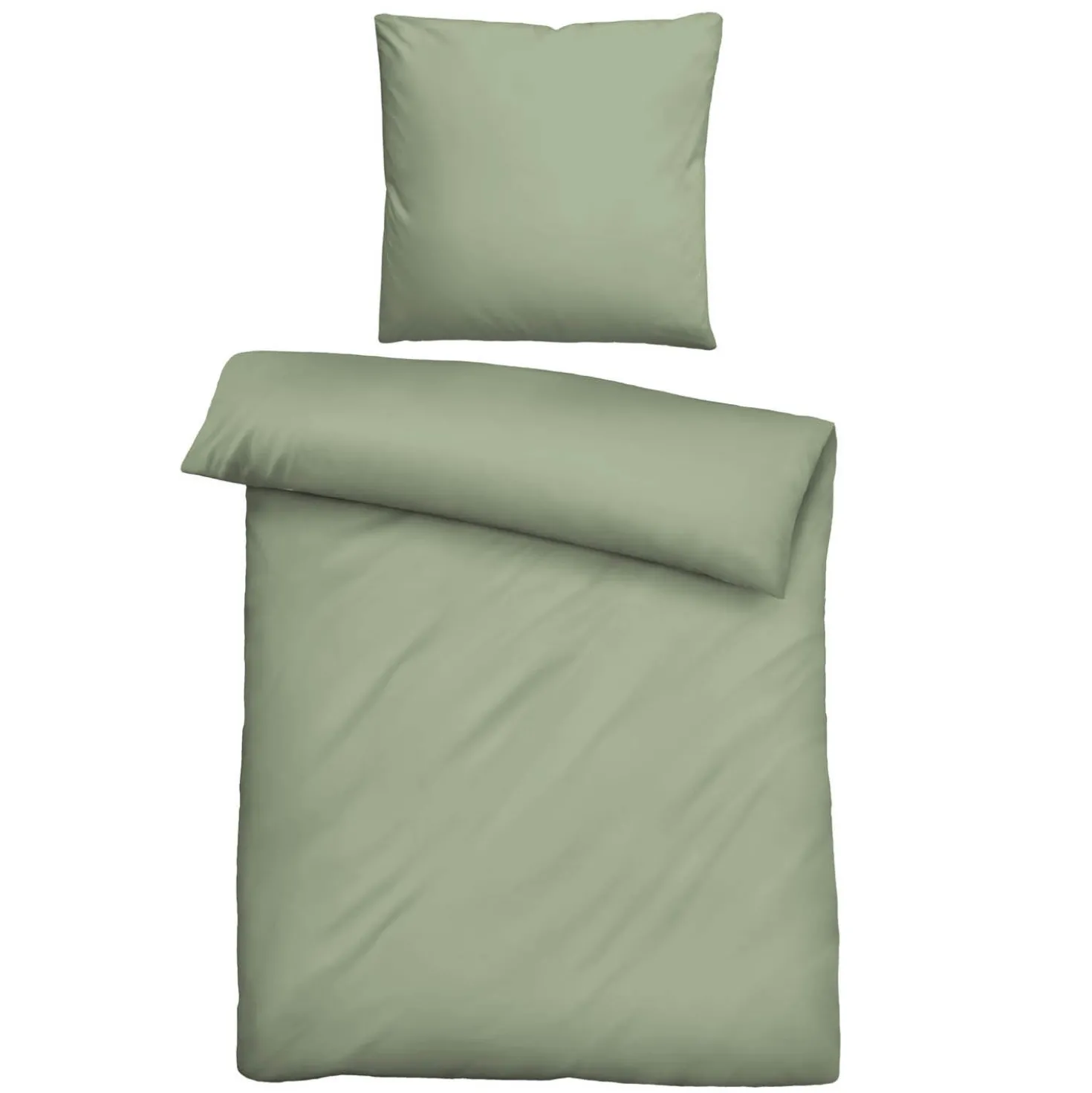 biberna Tencel-Flanell Bettwäsche uni oliv, 155x220 cm + 80x80 cm