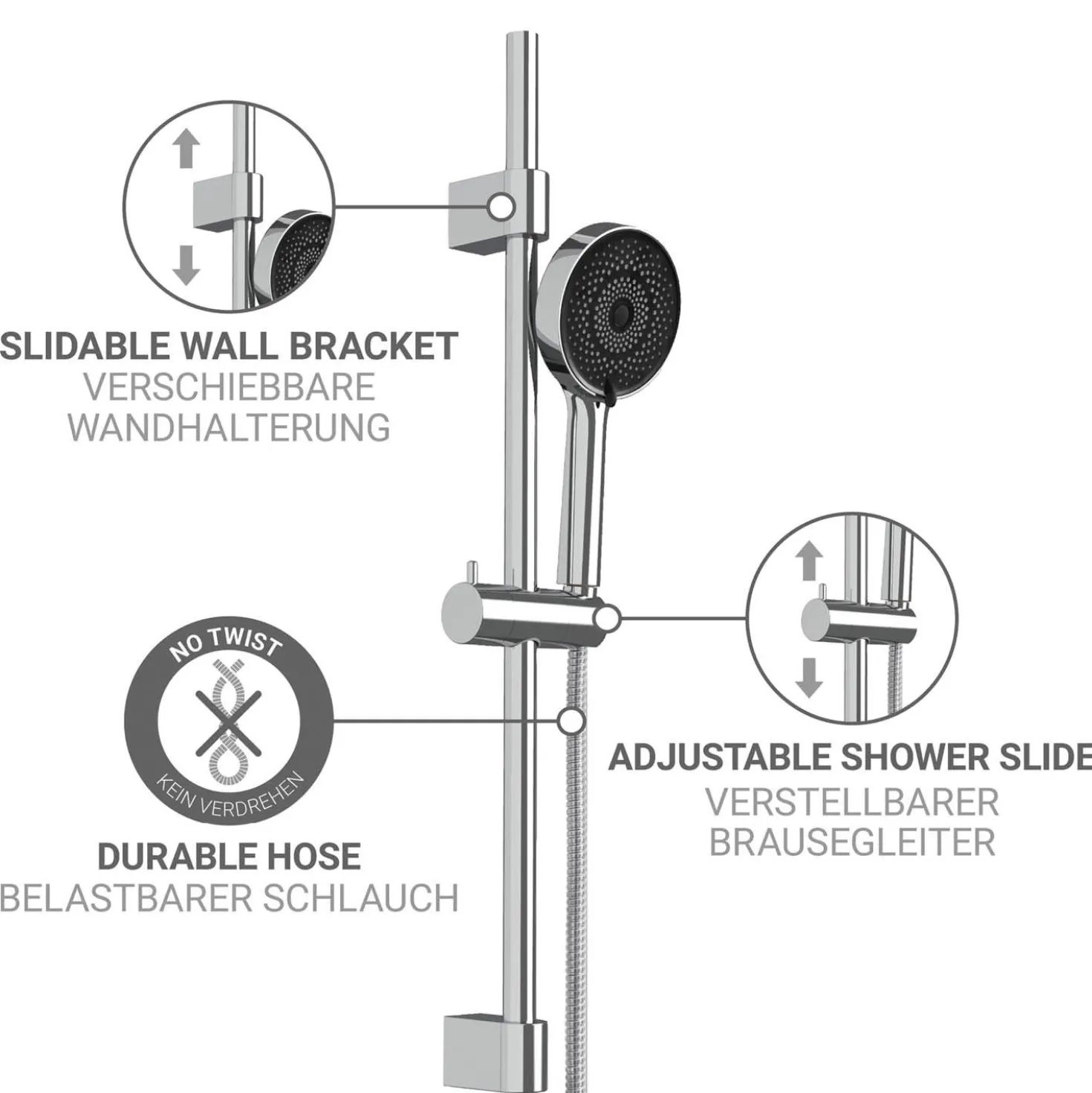 Brauseset mit Mikrotropfen-Technologie Softwater 70 cm WENKO