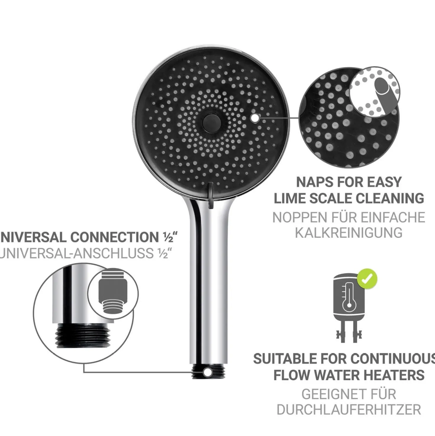Brauseset mit Mikrotropfen-Technologie Softwater 70 cm WENKO