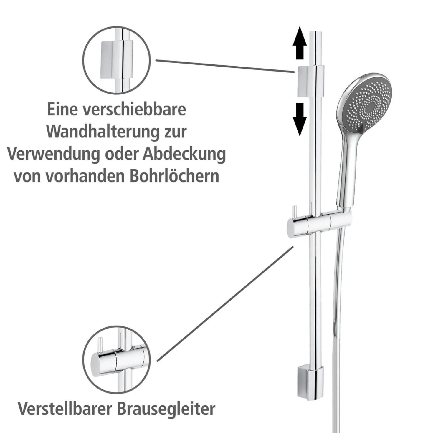 Brauseset „Watersaving“ Chrom 70 cm WENKO