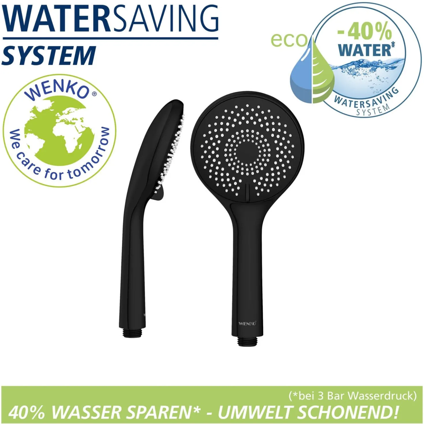Brauseset „Watersaving“ Schwarz 70 cm WENKO