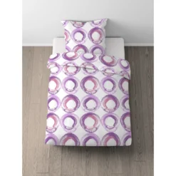 Castell Baumwoll Renforce Bettwäsche Kreise viola, 1x 135x200 cm + 1x 80x80 cm