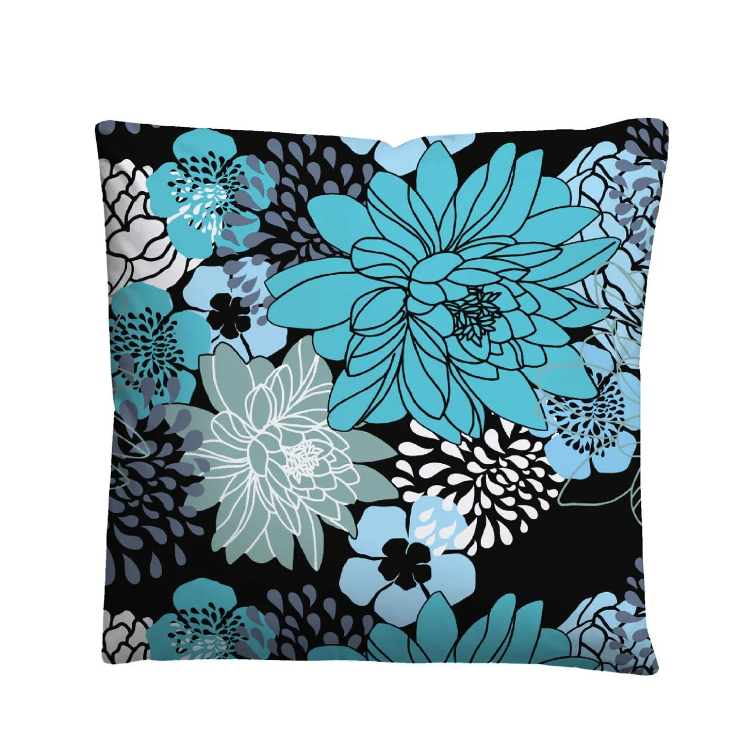 Castell Baumwoll Renforce Bettwäsche Blumen türkis, 1x 155x220 cm + 1x 80x80 cm