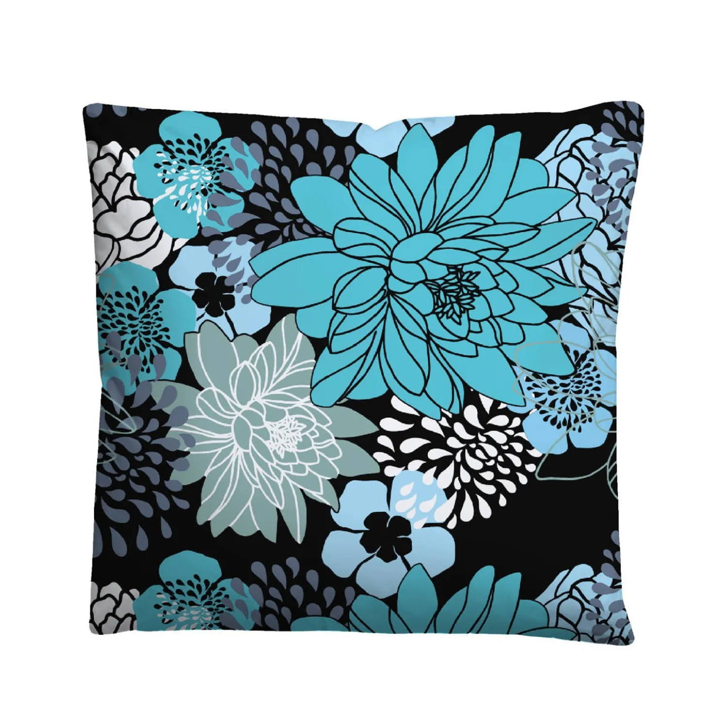 Castell Baumwoll Renforce Bettwäsche Blumen türkis, 1x135x200cm + 1x80x80cm