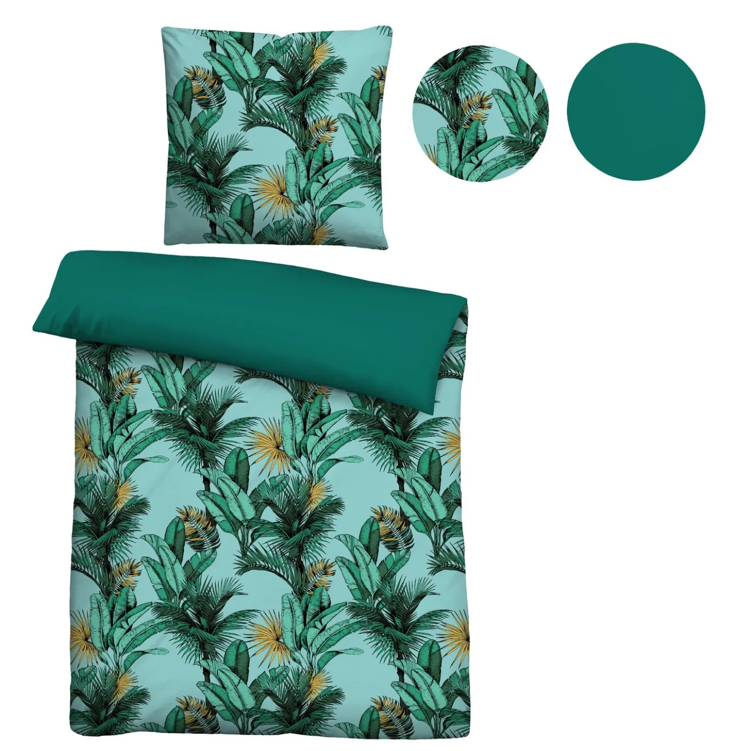 Castell Baumwoll Satin Bettwäsche Jungle gletscher, 1x 135x200 cm + 1x 80x80 cm