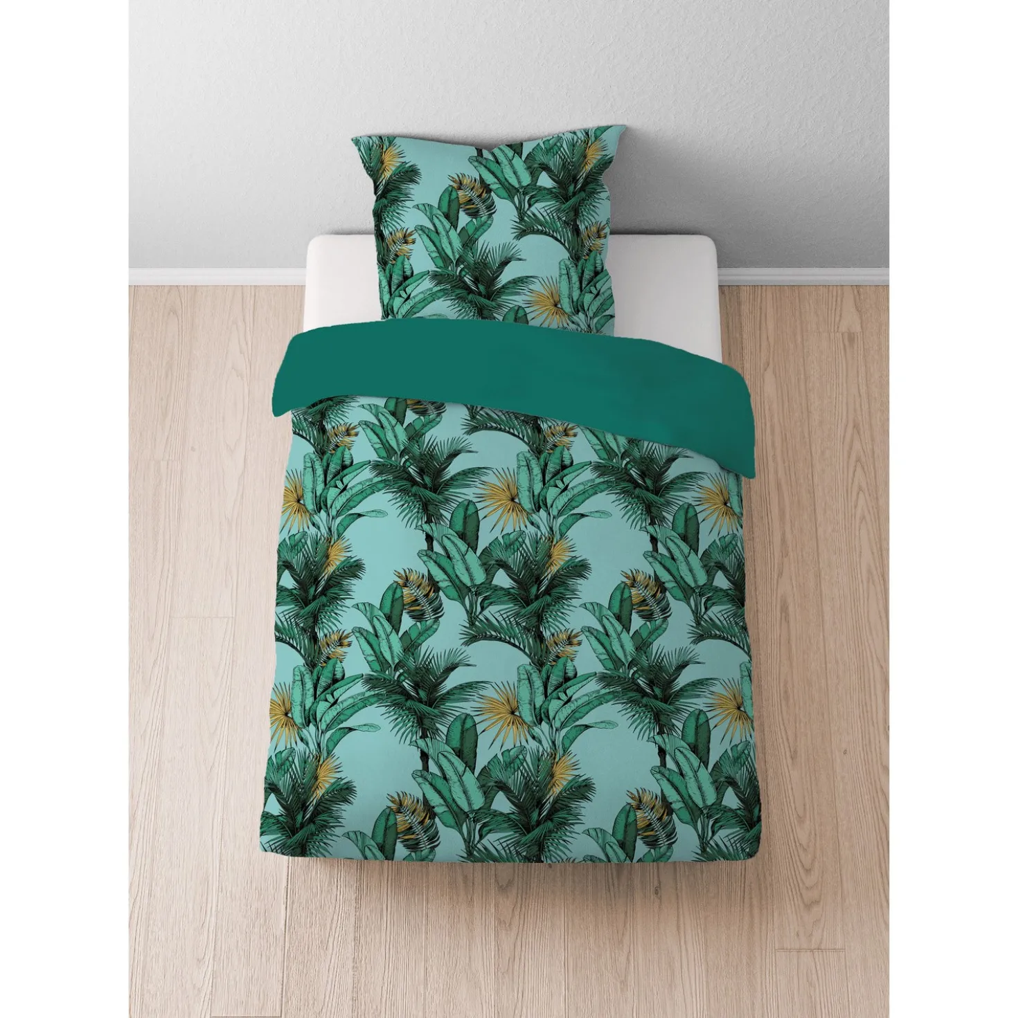Castell Baumwoll Satin Bettwäsche Jungle gletscher, 1x 135x200 cm + 1x 80x80 cm