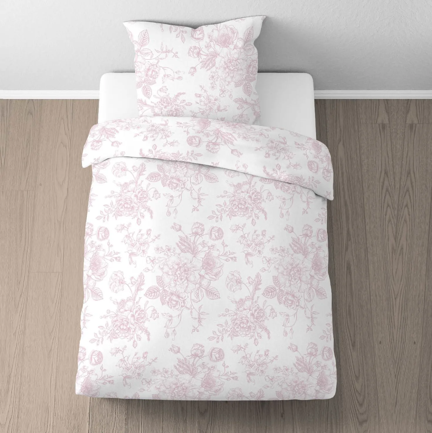 Castell Baumwoll Satin Bettwäsche ROSENFEIN rose, 1x 135x200 cm + 1x 80x80 cm