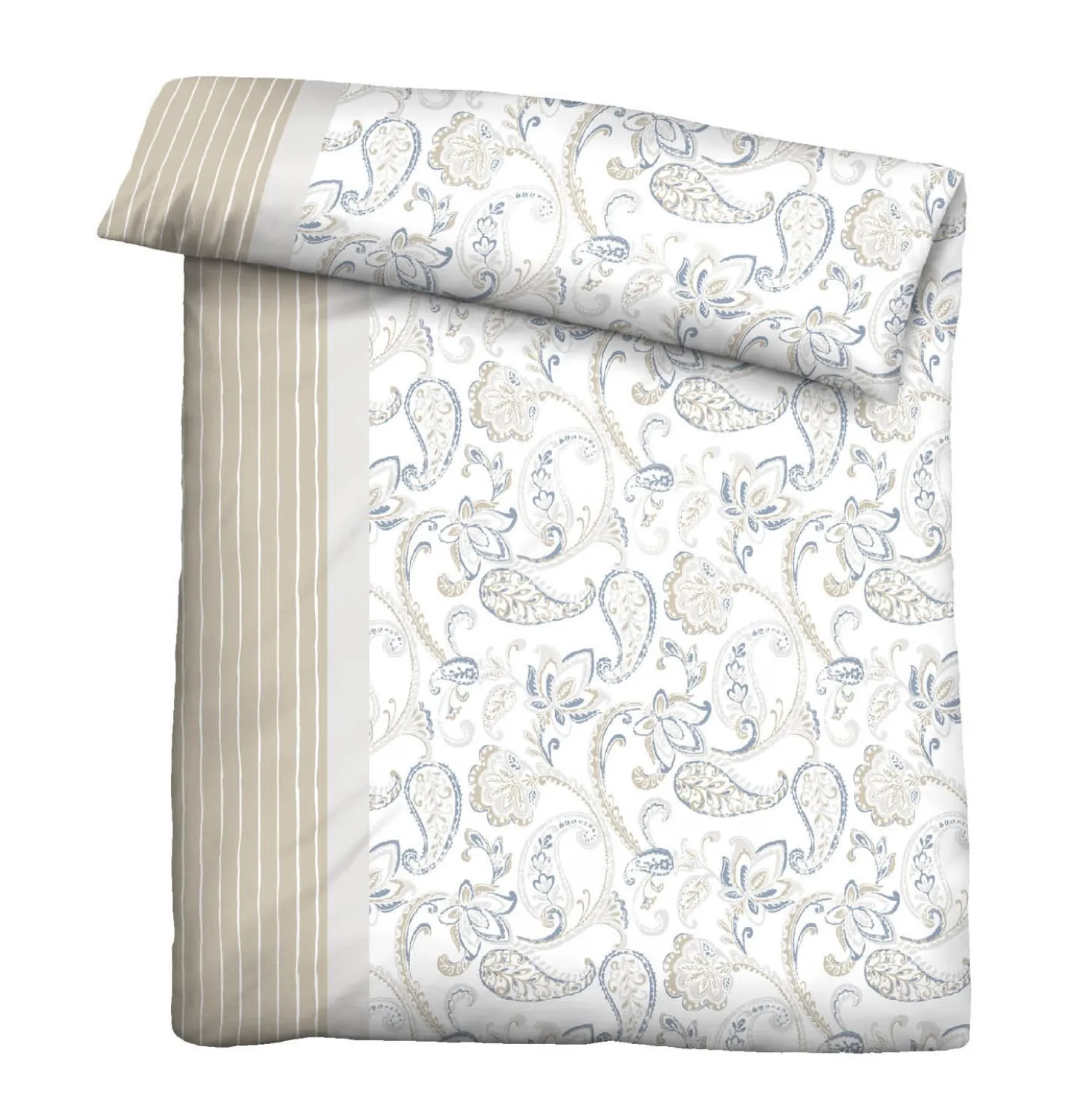 Castell Feinbiber Bettwäsche Paisley grau, 1x 155x220 cm + 1x 80x80 cm