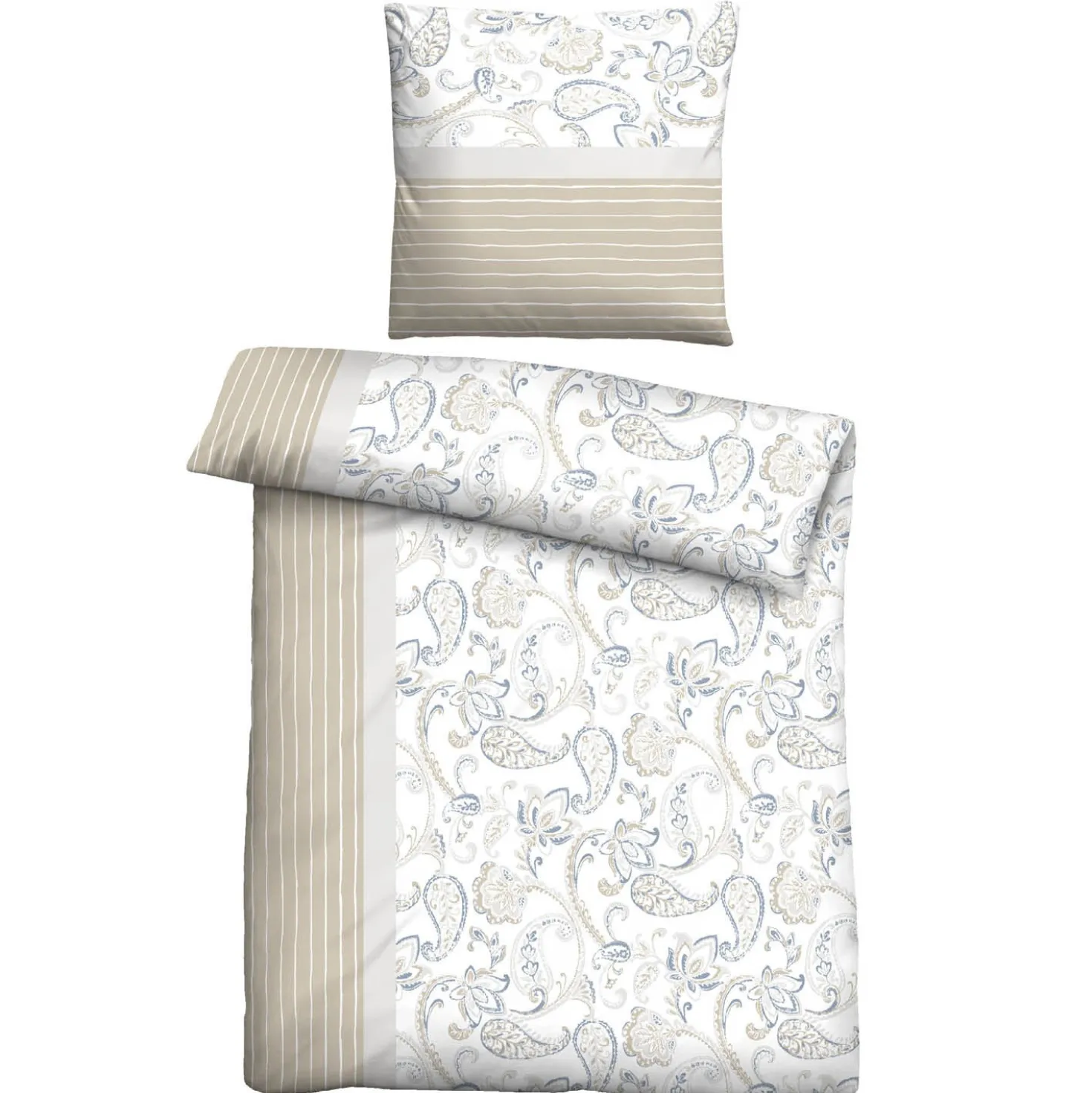 Castell Feinbiber Bettwäsche Paisley grau, 1x 155x220 cm + 1x 80x80 cm