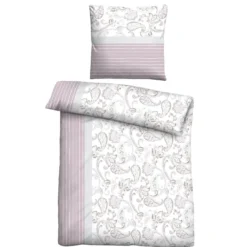 Castell Feinbiber Bettwäsche Paisley viola, 1x 155x220 cm + 1x 80x80 cm
