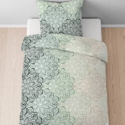 Castell Feinbiber Bettwäsche Mandala fichte, 1x 155x220 cm + 1x 80x80 cm