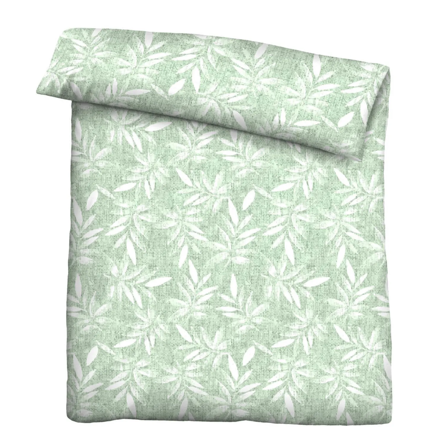 Castell Feinbiber Bettwäsche Blätter mint, 1x 155x220 cm + 1x 80x80 cm
