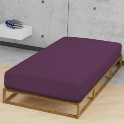 Castell Jersey-Stretch-Spannbetttuch dunkel violett, 1x 180-200 x 200 cm