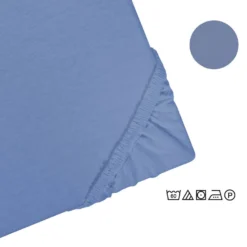Castell Jersey-Stretch-Spannbetttuch blau, 1x 90-100 x 190-200 cm