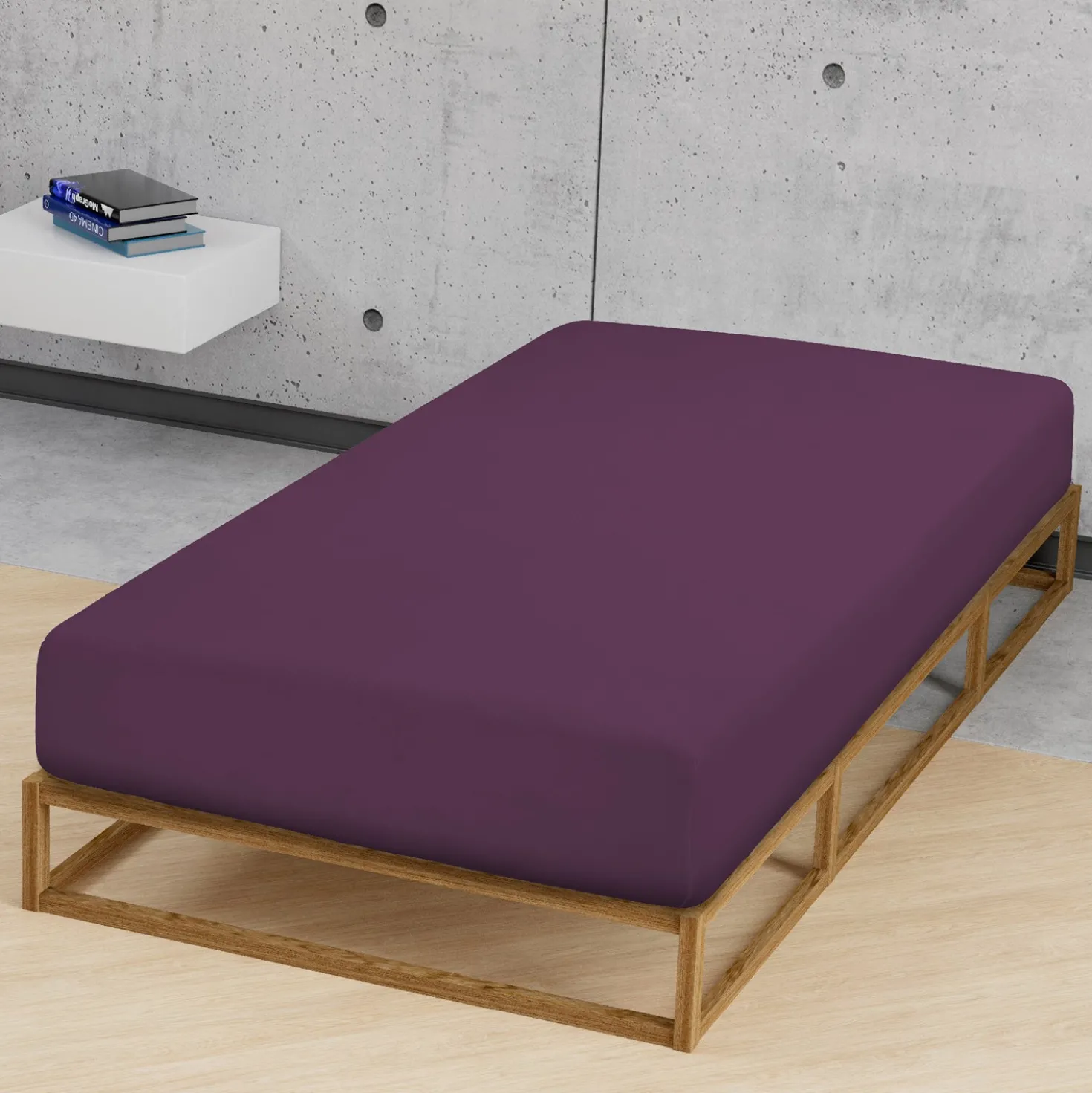 Castell Jersey-Stretch-Spannbetttuch dunkel violett, 1x 120x200 cm
