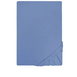 Castell Jersey-Stretch-Spannbetttuch blau, 1x 180-200 x 200 cm