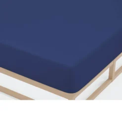 Castell Jersey-Stretch-Spannbetttuch dunkelblau, 1x 180-200 x 200 cm