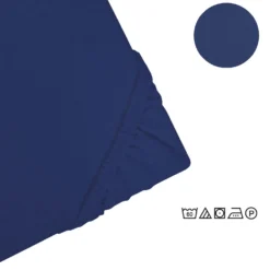 Castell Jersey-Stretch-Spannbetttuch dunkelblau, 1x 180-200 x 200 cm