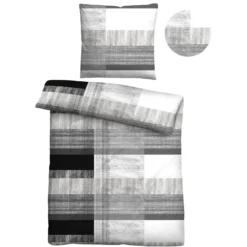 Castell Mikrofaser Bettwäsche karo silber/grau, 1x 135x200 cm + 1x 80x80 cm