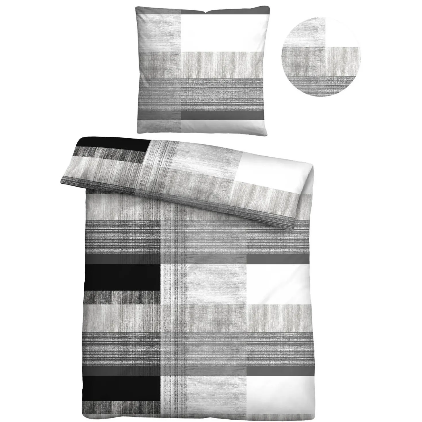 Castell Mikrofaser Bettwäsche karo silber/grau, 1x 135x200 cm + 1x 80x80 cm