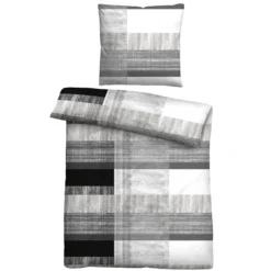 Castell Mikrofaser Bettwäsche karo silber/grau, 1x 135x200 cm + 1x 80x80 cm