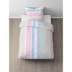 Castell Mikrofaser Bettwäsche Streifen mint, 1x 135x200 cm + 1x 80x80 cm