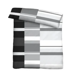 Castell Polycotton Renforce Bettwäsche Streifen schwarz, 1x 135x200 cm + 1x 80x80 cm