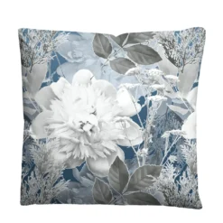 Castell Thermo-Fleece Bettwäsche Blume groß eisblau, 1x 135x200 cm + 1x 80x80 cm