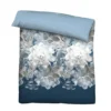 Castell Thermo-Fleece Bettwäsche Blume groß eisblau, 1x 155x220 cm + 1x 80x80 cm