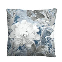 Castell Thermo-Fleece Bettwäsche Blume groß eisblau, 1x 155x220 cm + 1x 80x80 cm