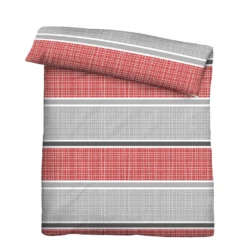 Castell Thermo-Fleece Bettwäsche Querbalken rubin, 1x 155x220 cm + 1x 80x80 cm