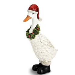 Dekofigur Weihnachtsgans mit Mütze und Kranz 35 cm hoch