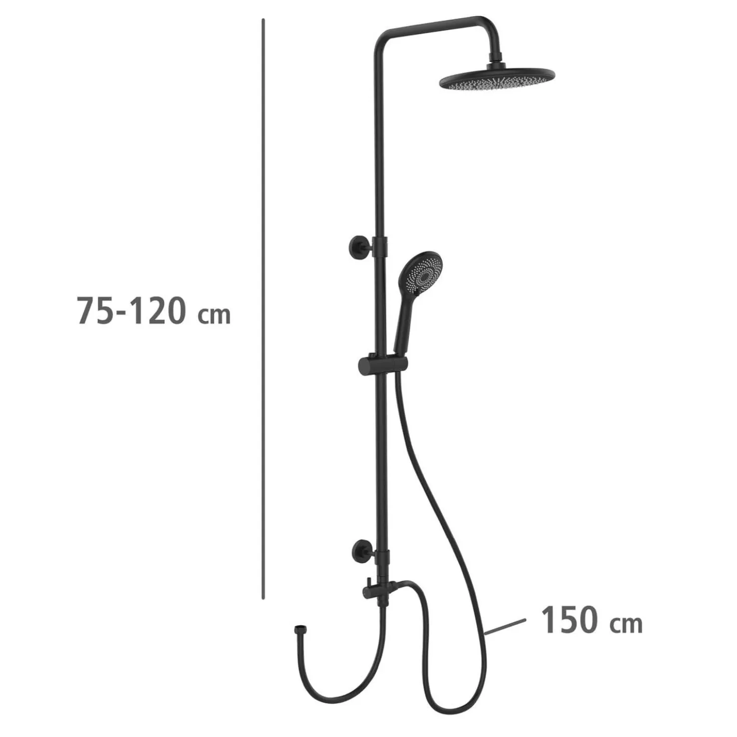 Duschsystem Watersaving Schwarz höhenverstellbar WENKO