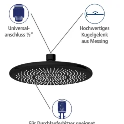 Duschsystem Watersaving Schwarz höhenverstellbar WENKO