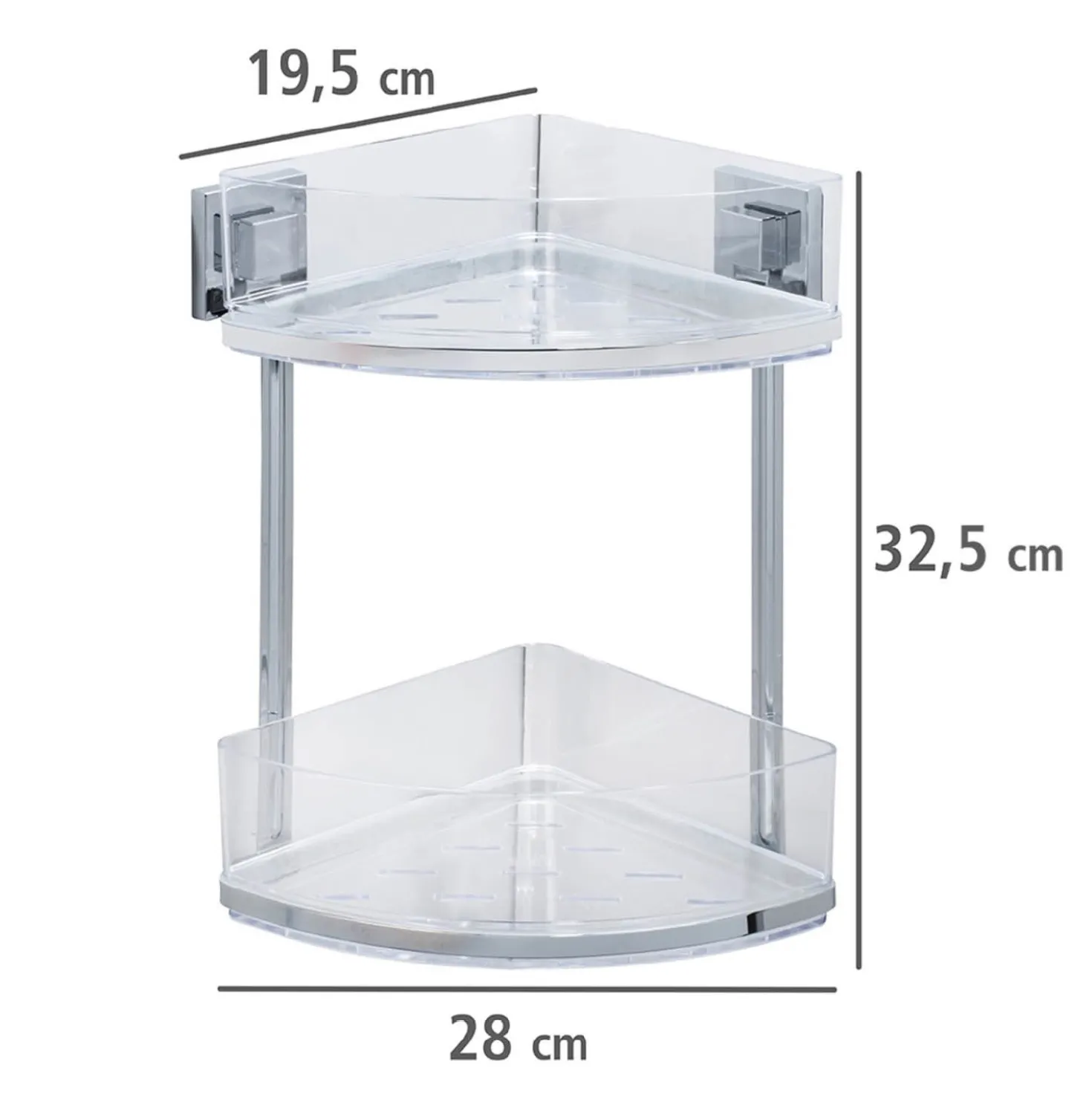 Eckregal Quadro 2 Etagen Vacuum-Loc Edelstahl WENKO