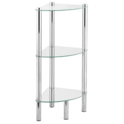 Eckregal Yago 3 Ablagen aus Edelstahl & Glas WENKO
