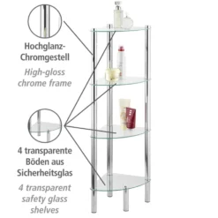 Eckregal Yago 4 Ablagen aus Edelstahl & Glas WENKO