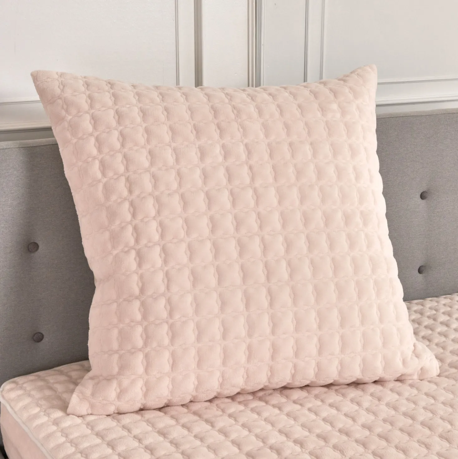 Fleece-Kissenhüllen mit Wabenstruktur creme 80 x 80 cm 2er-Set Eldo