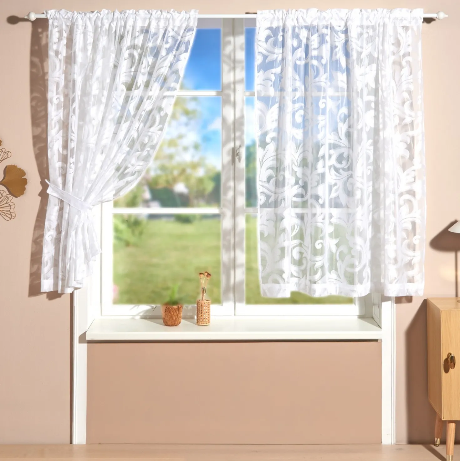 Gardine mit Raffhalter 2er-Set 140x140cm Eldo