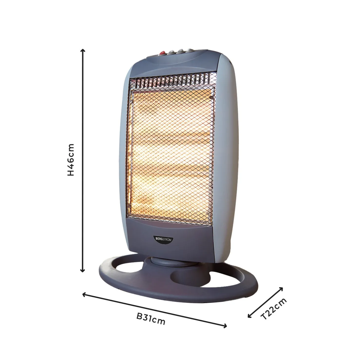 Halogen-Heizstrahler mit 3 Heizstufen Bergström