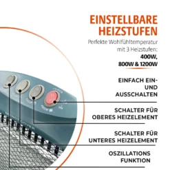 Halogen-Heizstrahler mit 3 Heizstufen Bergström