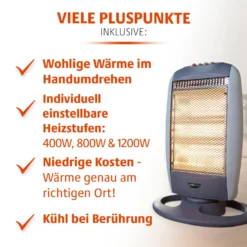 Halogen-Heizstrahler mit 3 Heizstufen Bergström