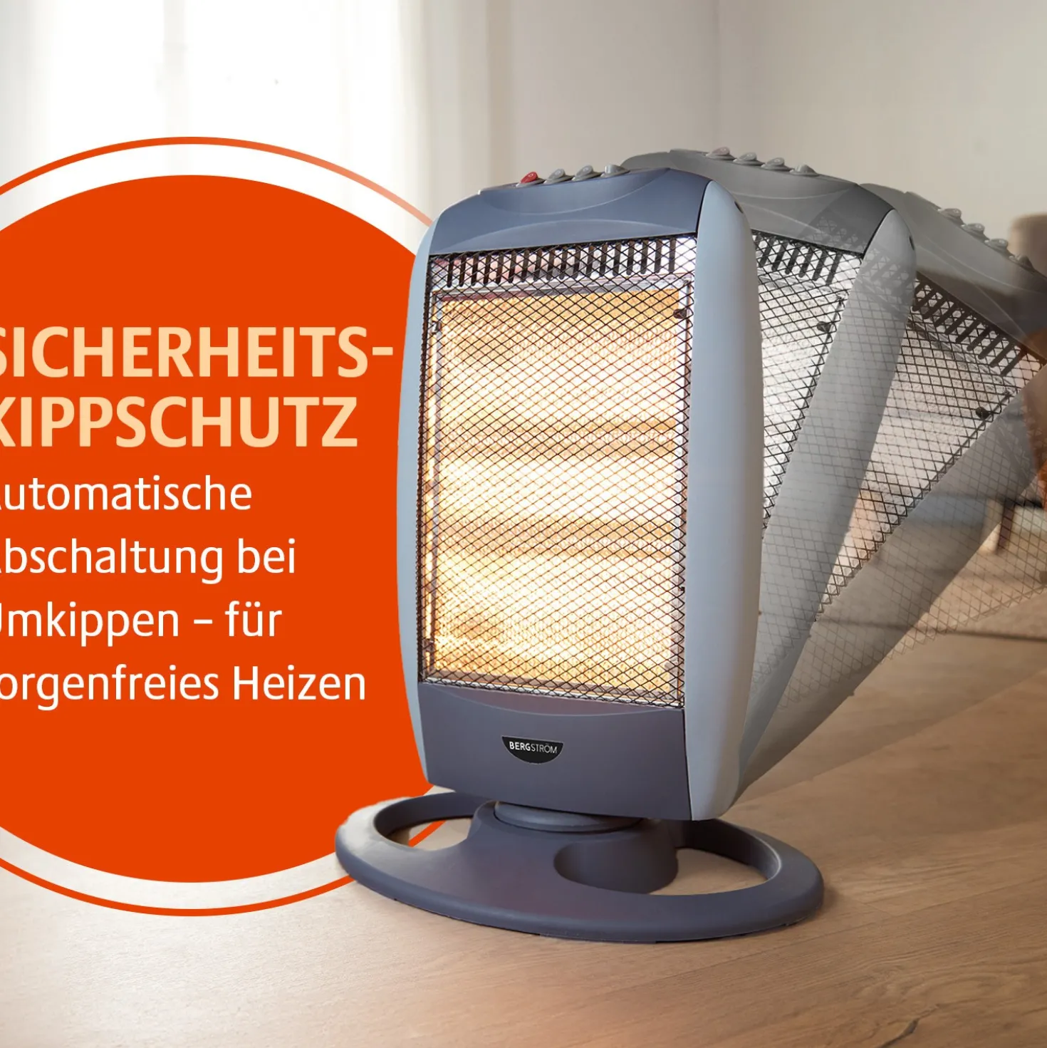 Halogen-Heizstrahler mit 3 Heizstufen Bergström